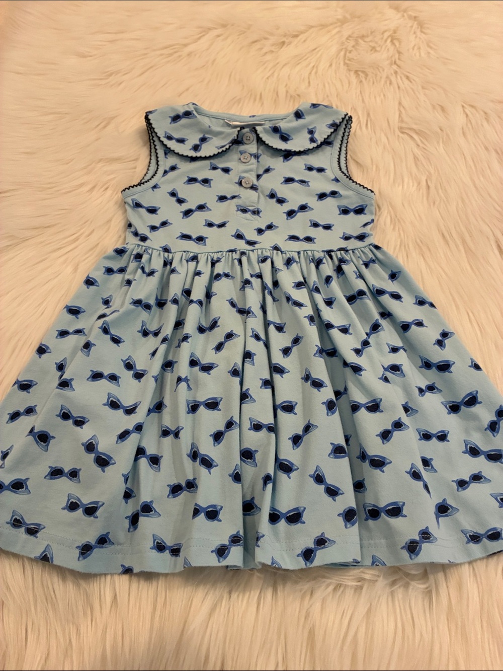 Rachel Riley Light Blue Dress with Dark Blue Sunglasses Print